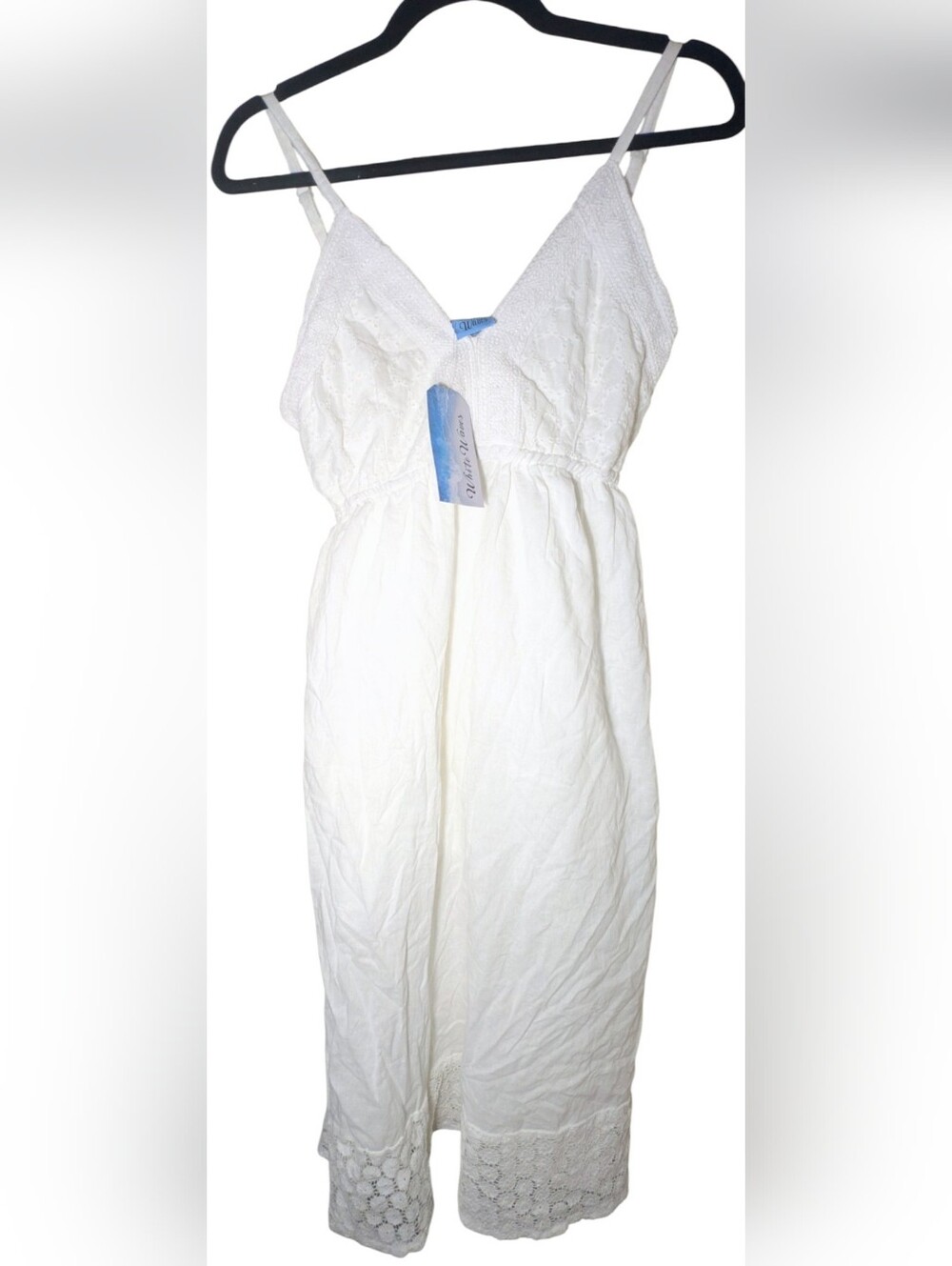 White Waves Eyelet Lace Cotton Midi Sundress XXL NWT